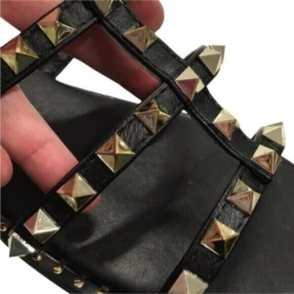 Studded Sandals Slide Black Gold  Women Size 5.5 Casual Summer Shoe Punk Grunge - Picture 4 of 9